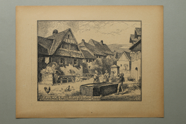 Kunst Druck / Wilhelm Thiele Potsdam / 1920er Jahre / Erlenbach bei Weiler / Elsass / Frankreich / wohl Holzschnitt